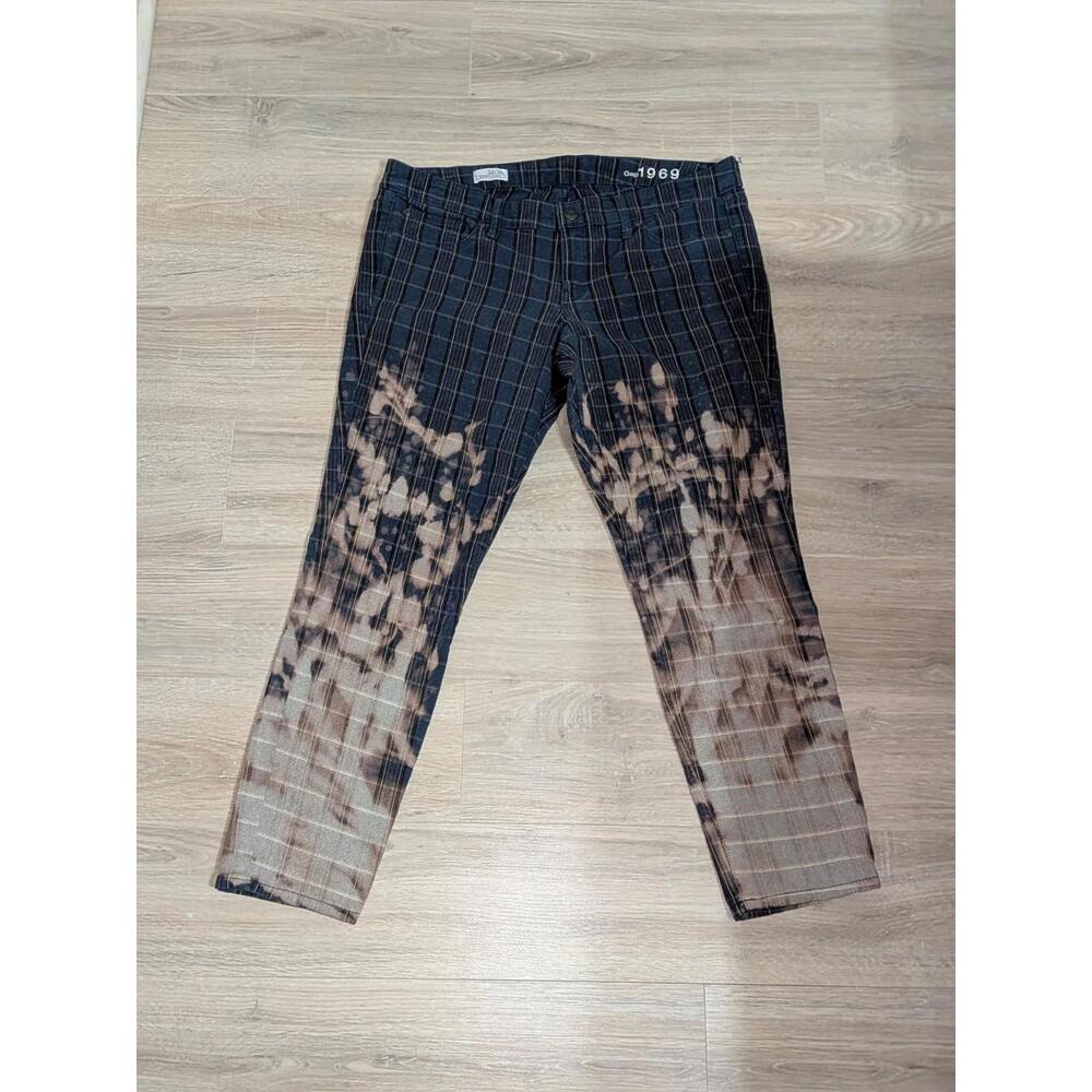 GAP 1969 Always Skinny Plaid Upcycled Jeans Sz 32/14r